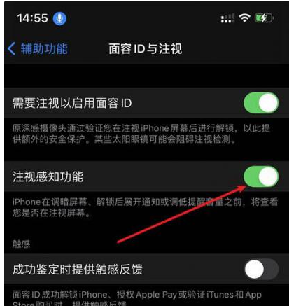 湘桥苹果14维修网点分享iPhone14注视感知功能有什么用 